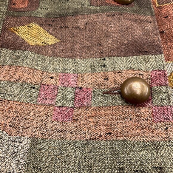 Coldwater Creek Jacket‎ Women Medium Rust Green Herringbone Tweedy Patch Boho - Picture 5 of 11